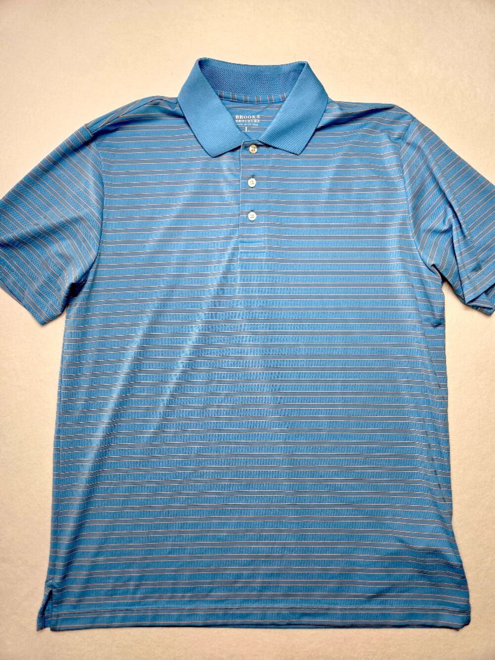 Brooks Brothers Men's Performance Polo Shirt Blue Orange Stripes Size Large NWT